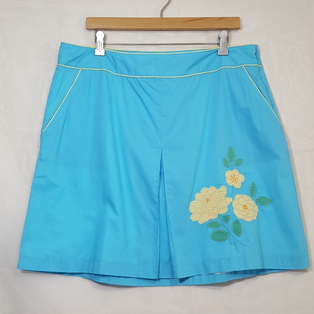 LL Bean fix box pleat mini skirt light blue sz 16P